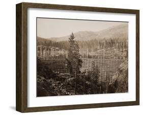 Dam and Lake, Nevada County, California, Near View, about 1871-Carleton Watkins-Framed Art Print