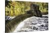 Dam and Waterfall on Speedwell Lake During Autumn, New Jersey-George Oze-Stretched Canvas