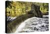 Dam and Waterfall on Speedwell Lake During Autumn, New Jersey-George Oze-Stretched Canvas