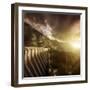 Dam in a Forest on Lake Fedaia at Sunset, Northern Italy-null-Framed Photographic Print