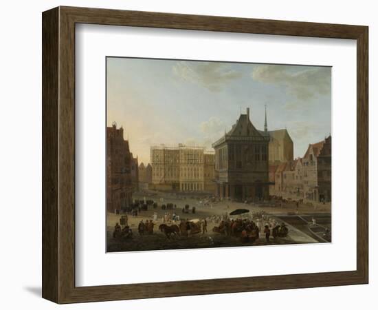 Dam in Amsterdam with the New Town Hall under Construction-Jacob van der Ulft-Framed Art Print