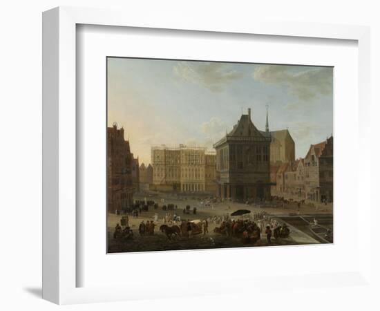 Dam in Amsterdam with the New Town Hall under Construction-Jacob van der Ulft-Framed Art Print