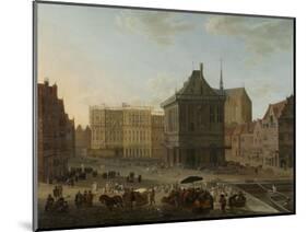 Dam in Amsterdam with the New Town Hall under Construction-Jacob van der Ulft-Mounted Art Print