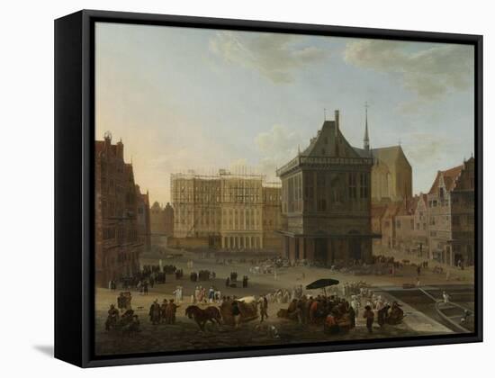 Dam in Amsterdam with the New Town Hall under Construction-Jacob van der Ulft-Framed Stretched Canvas