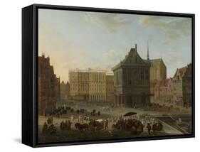 Dam in Amsterdam with the New Town Hall under Construction-Jacob van der Ulft-Framed Stretched Canvas