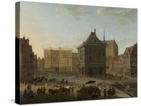 Dam in Amsterdam with the New Town Hall under Construction-Jacob van der Ulft-Stretched Canvas