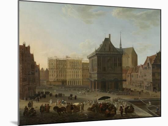 Dam in Amsterdam with the New Town Hall under Construction-Jacob van der Ulft-Mounted Art Print