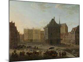 Dam in Amsterdam with the New Town Hall under Construction-Jacob van der Ulft-Mounted Art Print