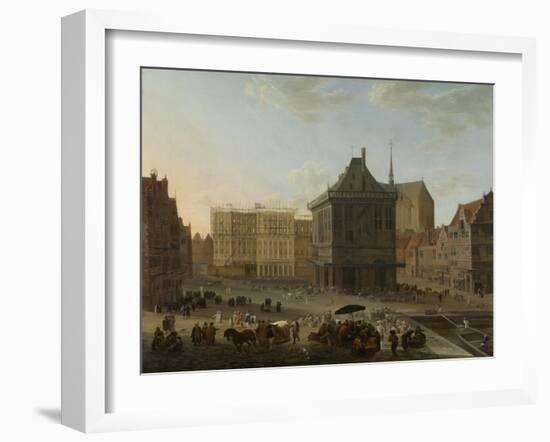 Dam in Amsterdam with the New Town Hall under Construction-Jacob van der Ulft-Framed Art Print