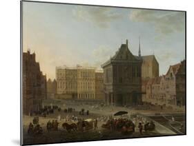 Dam in Amsterdam with the New Town Hall under Construction-Jacob van der Ulft-Mounted Art Print