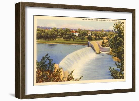 Dam on Scioto River, Columbus, Ohio-null-Framed Art Print