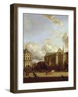 Dam Square with Nieuwe Kerk (New Church) and Koninklijk Paleis (Royal Palace)-Jan Van Der Heyden-Framed Giclee Print