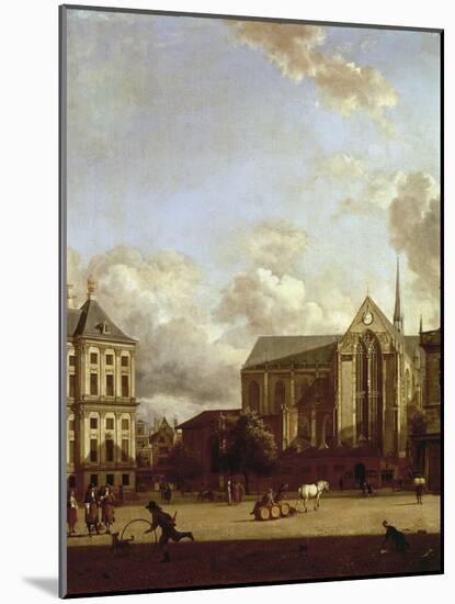 Dam Square with Nieuwe Kerk (New Church) and Koninklijk Paleis (Royal Palace)-Jan Van Der Heyden-Mounted Giclee Print
