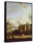 Dam Square with Nieuwe Kerk (New Church) and Koninklijk Paleis (Royal Palace)-Jan Van Der Heyden-Framed Stretched Canvas