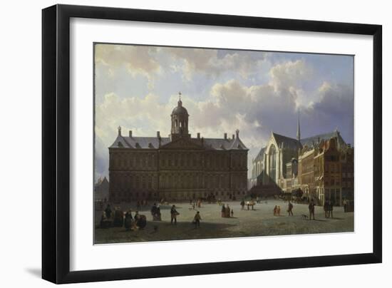 Dam Square with the Royal Palace, Amsterdam, 1855-Cornelis Springer-Framed Giclee Print