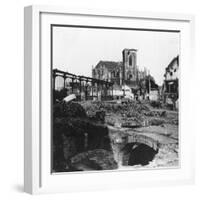 Damaged Exterior of the Church of St Vaast, Armentières, France, World War I, C1914-C1918-Nightingale & Co-Framed Giclee Print