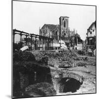 Damaged Exterior of the Church of St Vaast, Armentières, France, World War I, C1914-C1918-Nightingale & Co-Mounted Giclee Print