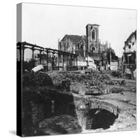 Damaged Exterior of the Church of St Vaast, Armentières, France, World War I, C1914-C1918-Nightingale & Co-Stretched Canvas