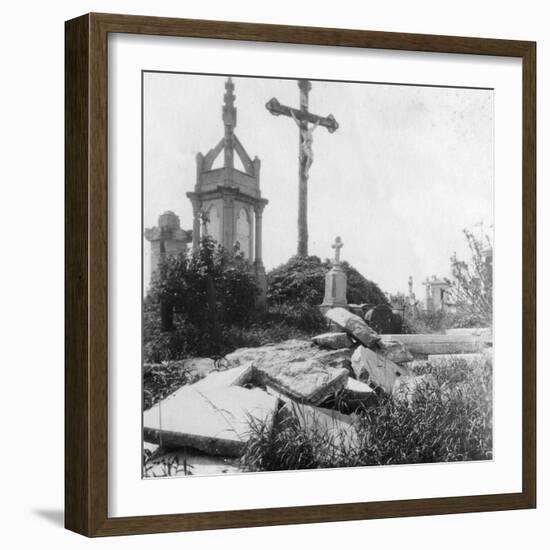 Damaged Graves, Old Communal Cemetery, Ypres, Belgium, World War I, C1914-C1918-Nightingale & Co-Framed Giclee Print