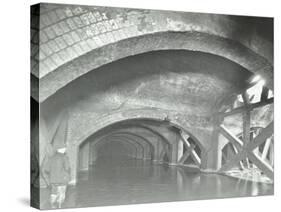 Damaged Interior of the Underground Reservoir, Beckton Sewage Works, London, 1938-null-Stretched Canvas