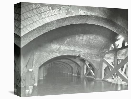 Damaged Interior of the Underground Reservoir, Beckton Sewage Works, London, 1938-null-Stretched Canvas