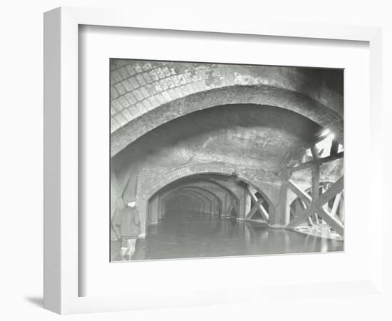 Damaged Interior of the Underground Reservoir, Beckton Sewage Works, London, 1938-null-Framed Photographic Print