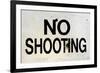 Damaged No Shooting Sign-Mr Doomits-Framed Photographic Print