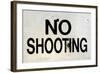 Damaged No Shooting Sign-Mr Doomits-Framed Photographic Print
