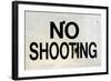 Damaged No Shooting Sign-Mr Doomits-Framed Photographic Print