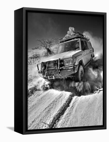 Damaraland, Four Wheel Drive Vehicles are the Best Means of Travel in Desert Environment, Namibia-Mark Hannaford-Framed Stretched Canvas