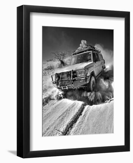 Damaraland, Four Wheel Drive Vehicles are the Best Means of Travel in Desert Environment, Namibia-Mark Hannaford-Framed Premium Photographic Print