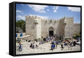 Damascus Gate in the Old City, UNESCO World Heritage Site, Jerusalem, Israel, Middle East-Yadid Levy-Framed Stretched Canvas
