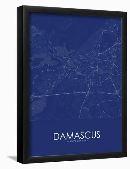 Damascus, Syrian Arab Republic (Syria) Blue Map-null-Framed Poster