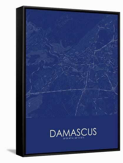 Damascus, Syrian Arab Republic (Syria) Blue Map-null-Framed Stretched Canvas