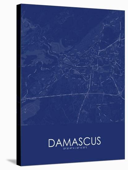 Damascus, Syrian Arab Republic (Syria) Blue Map-null-Stretched Canvas
