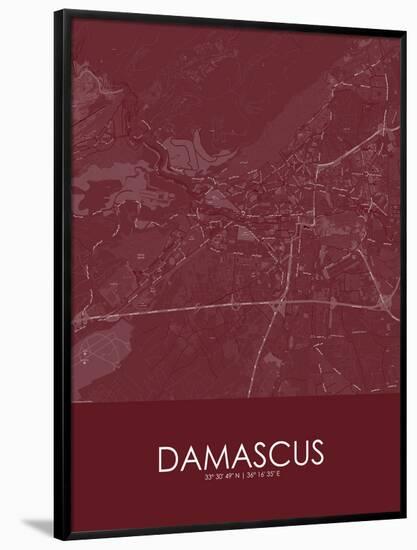 Damascus, Syrian Arab Republic (Syria) Red Map-null-Framed Poster