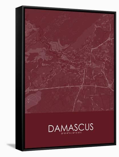 Damascus, Syrian Arab Republic (Syria) Red Map-null-Framed Stretched Canvas