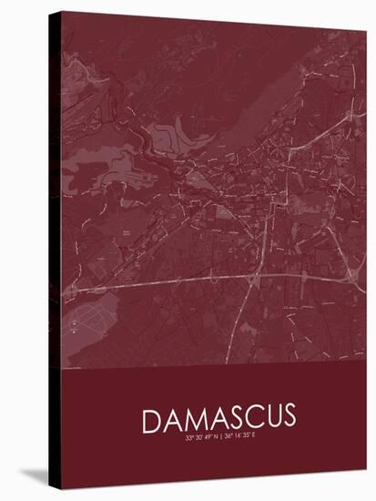 Damascus, Syrian Arab Republic (Syria) Red Map-null-Stretched Canvas