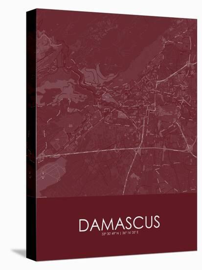 Damascus, Syrian Arab Republic (Syria) Red Map-null-Stretched Canvas