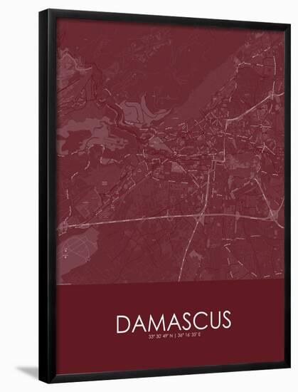 Damascus, Syrian Arab Republic (Syria) Red Map-null-Framed Poster
