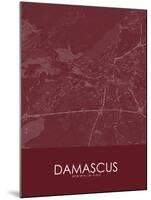 Damascus, Syrian Arab Republic (Syria) Red Map-null-Mounted Poster