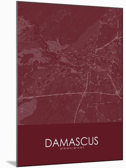 Damascus, Syrian Arab Republic (Syria) Red Map-null-Mounted Poster