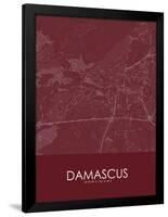 Damascus, Syrian Arab Republic (Syria) Red Map-null-Framed Poster