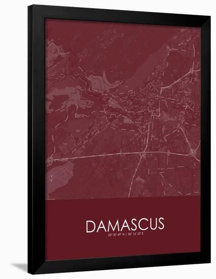 Damascus, Syrian Arab Republic (Syria) Red Map-null-Framed Poster