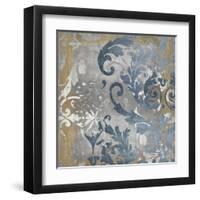 Damask in Silver and Gold II-Ellie Roberts-Framed Art Print