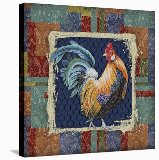 Damask Rooster-N-Jean Plout-Stretched Canvas