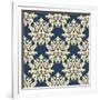 Damask Style Seamless Pattern on Blue-seamartini-Framed Art Print