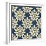 Damask Style Seamless Pattern on Blue-seamartini-Framed Art Print