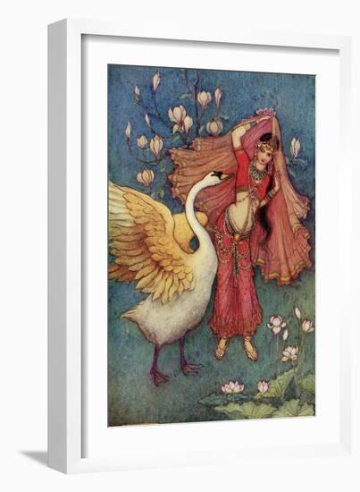 Damayanti and the Swan-Warwick Goble-Framed Giclee Print