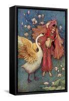 Damayanti and the Swan-Warwick Goble-Framed Stretched Canvas